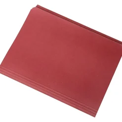 SKILCRAFT® Straight-Cut Color File Folders, Letter Size, 100% Recycled, Red, Box Of 100