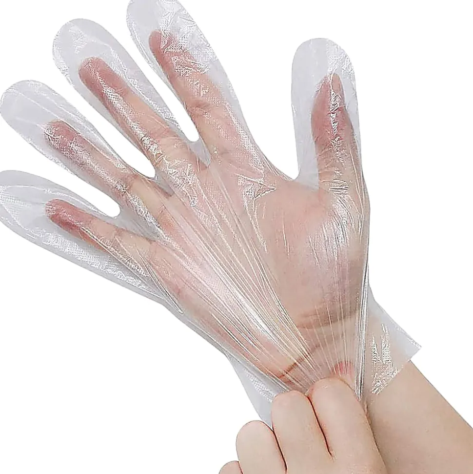 SKILCRAFT® Stretch Hybrid Lightweight Polyethylene Disposable Gloves, Large, Clear, Box Of 200 Gloves
