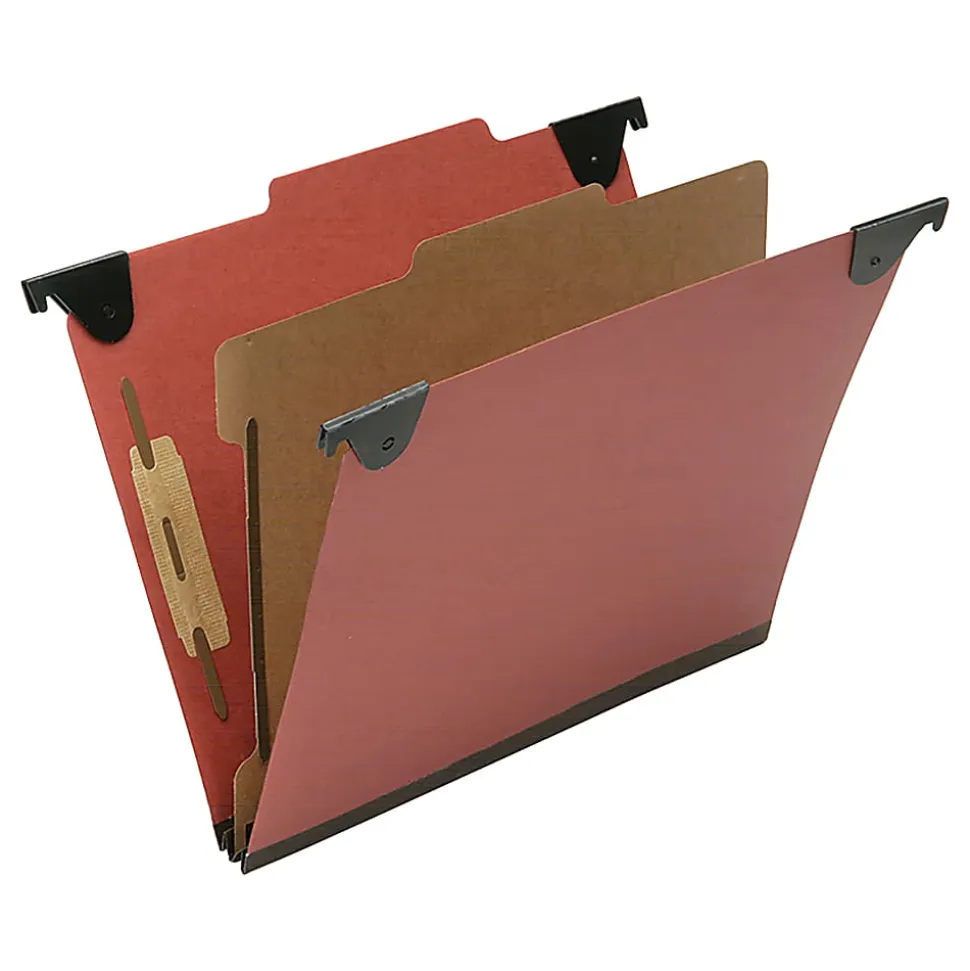 SKILCRAFT 2/5 Tab Cut Letter Hanging Folder, 1" Folder Capacity, 8 1/2"x11", Top Tab Position, 1 Divider, Pack of 10 - NSN6816249