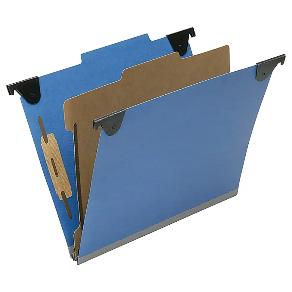 SKILCRAFT 2/5 Tab Cut Letter Hanging Folder, 1" Folder Capacity - 8 1/2"x11", Top Tab Position, 1 Divider, Pack of 10 - NSN6816248
