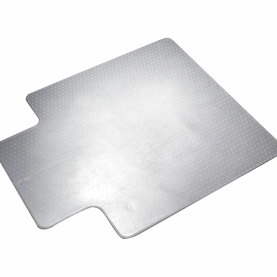 SKILCRAFT Textured Floor Mat For Carpet, For Medium-Pile Carpets, 45"W x 53"D, 20"W x 10"D Lip, Clear (AbilityOne)