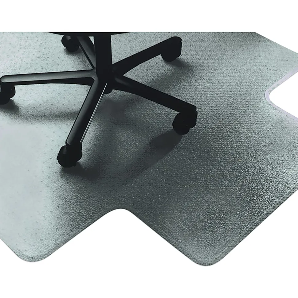 SKILCRAFT Textured Floor Mat For Carpet, For Medium-Pile Carpets, 45"W x 53"D, 20"W x 10"D Lip, Clear (AbilityOne)