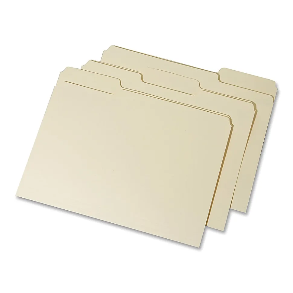 SKILCRAFT® Top-Tab File Folders, Letter Size, 100% Recycled, Manila, Box of 100