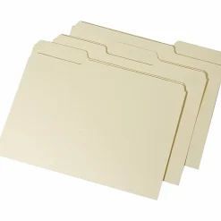 SKILCRAFT® Top-Tab File Folders, Letter Size, 100% Recycled, Manila, Box of 100