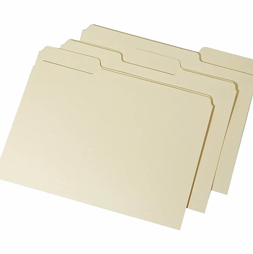 SKILCRAFT® Top-Tab File Folders, Letter Size, 100% Recycled, Manila, Box of 100