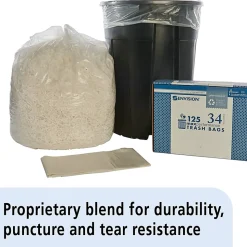 SKILCRAFT Trash Bags, 34 gal, 32"H x 44"W, Clear, 100 Bags (AbilityOne NSN1506256)
