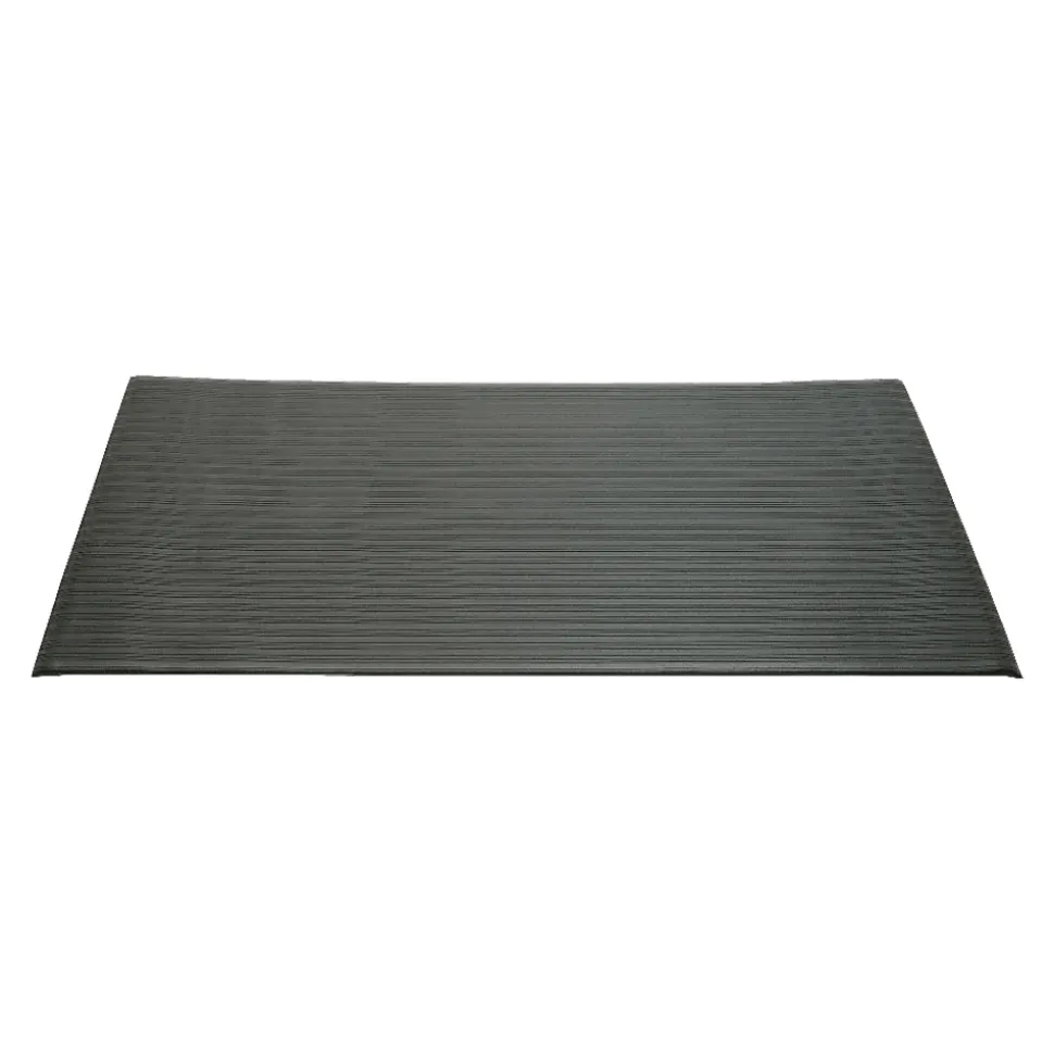 SKILCRAFT® Vinyl Ribbed Anti-Fatigue Mat, 36" x 60", Black (AbilityOne 7220-01-616-3624)
