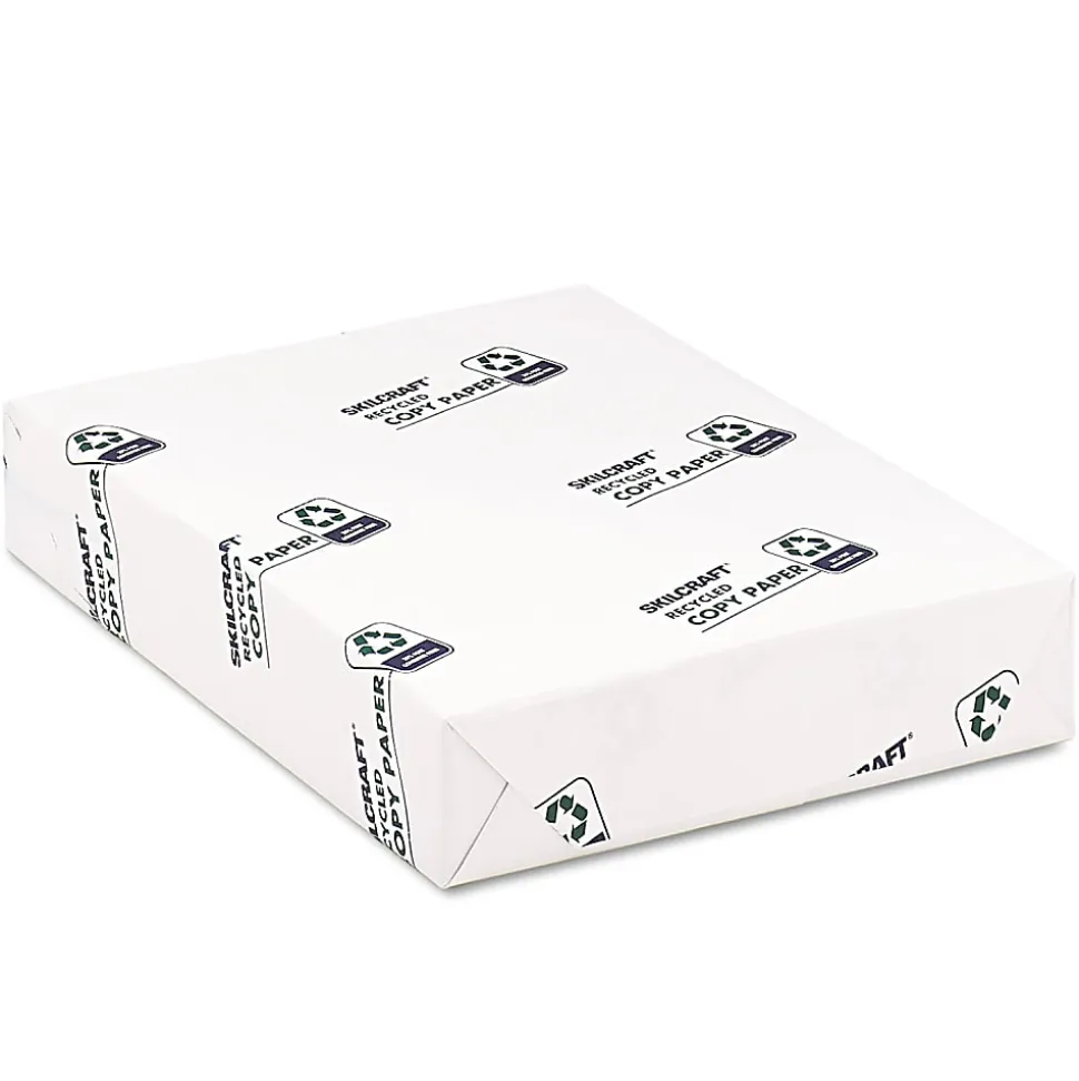 SKILCRAFT® Xerographic Copy Paper, 5 Reams, White, Letter (8.5" x 11"), 2500 Sheets Per Case, 20 Lb, 92 Brightness, 30% Recycled