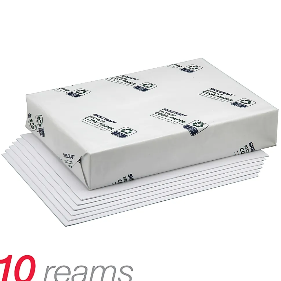 SKILCRAFT® Xerographic Paper, White, Letter (8.5" x 11"), 5000 Sheets Per Case, 20 Lb, 92 Brightness, 50% Recycled (AbilityOne 7530-01-200-2207)