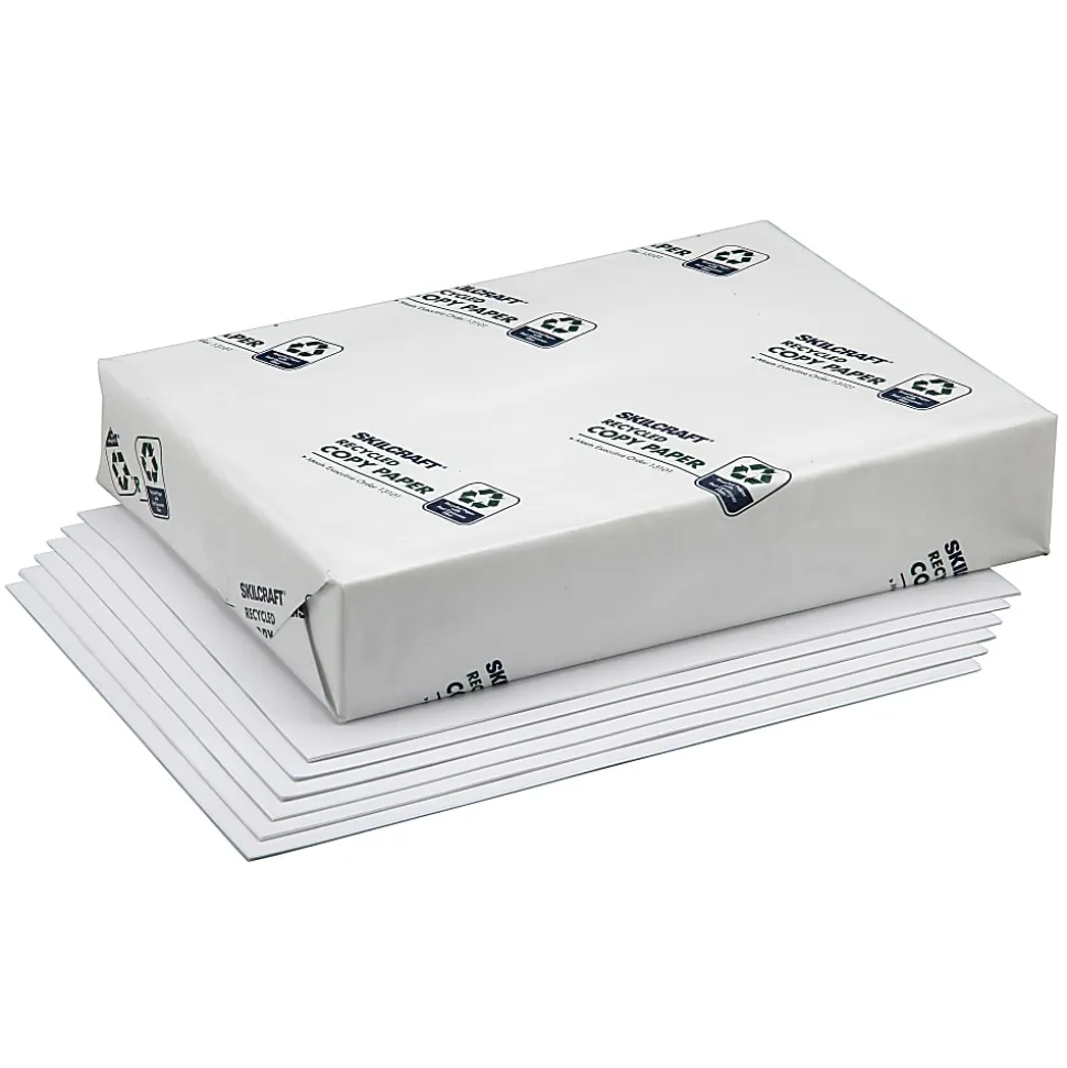 SKILCRAFT® Xerographic Paper, White, Letter (8.5" x 11"), 5000 Sheets Per Case, 20 Lb, 92 Brightness, 50% Recycled (AbilityOne 7530-01-200-2207)