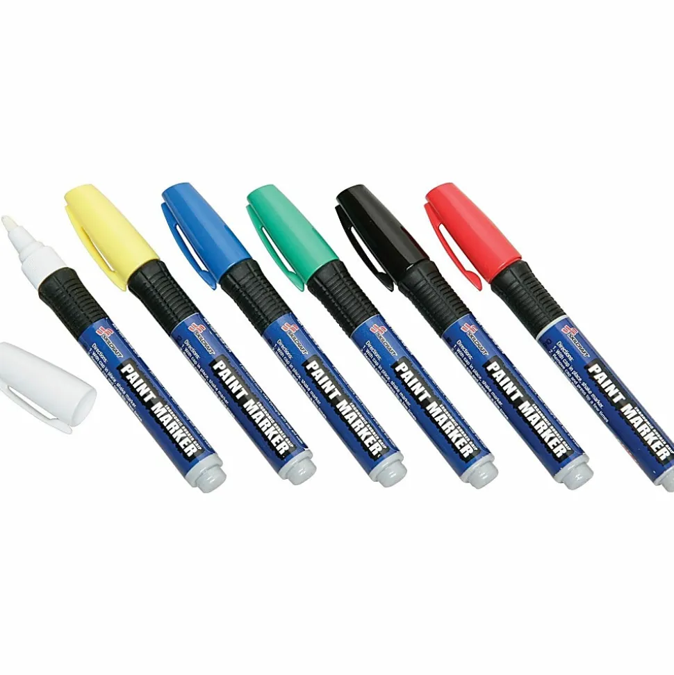 SKM Super Met-Al Paint Markers, 6/Pack (AbilityOne 7520-01-207-4167)