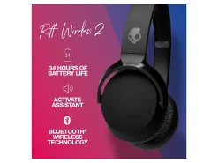 Skullcandy Riff Wireless 2 Headphones With Mic, True Black, S5PRW-P740