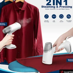 Smartek Foldable Dual Voltage Steamer, White, Total Qty 1