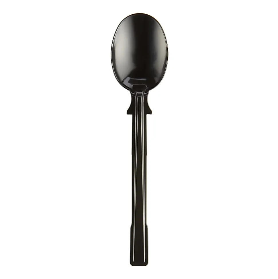SmartStock T-Series Disposable Cutlery Refills, Polystyrene Soup Spoons, Black, 40 Soup Spoons Per Refill, Box Of 24 Refills