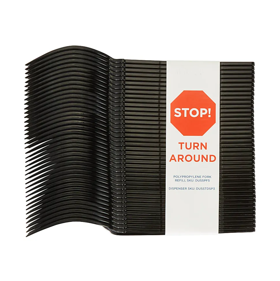 SmartStock T-Series Disposable Cutlery Refills, Polypropylene Forks, Black, 40 Forks Per Refill, Box Of 24 Refills