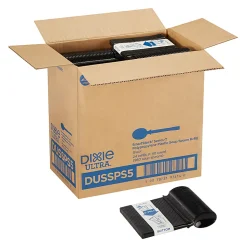 SmartStock T-Series Disposable Cutlery Refills, Polypropylene Soup Spoons, Black, 40 Spoons Per Refill, Box Of 24 Refills