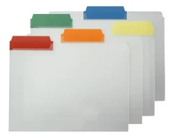 SmeadĀ® Clear Poly File Folders With Color Tabs, 1/3 Cut, Letter Size, Assorted Colors, Pack Of 25