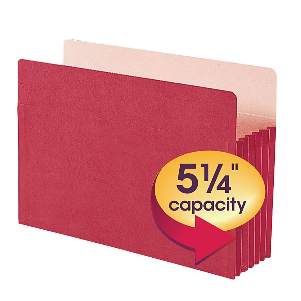 Smead® Colored File Pocket, 8-1/2" x 14", 10% Recycled, Red
