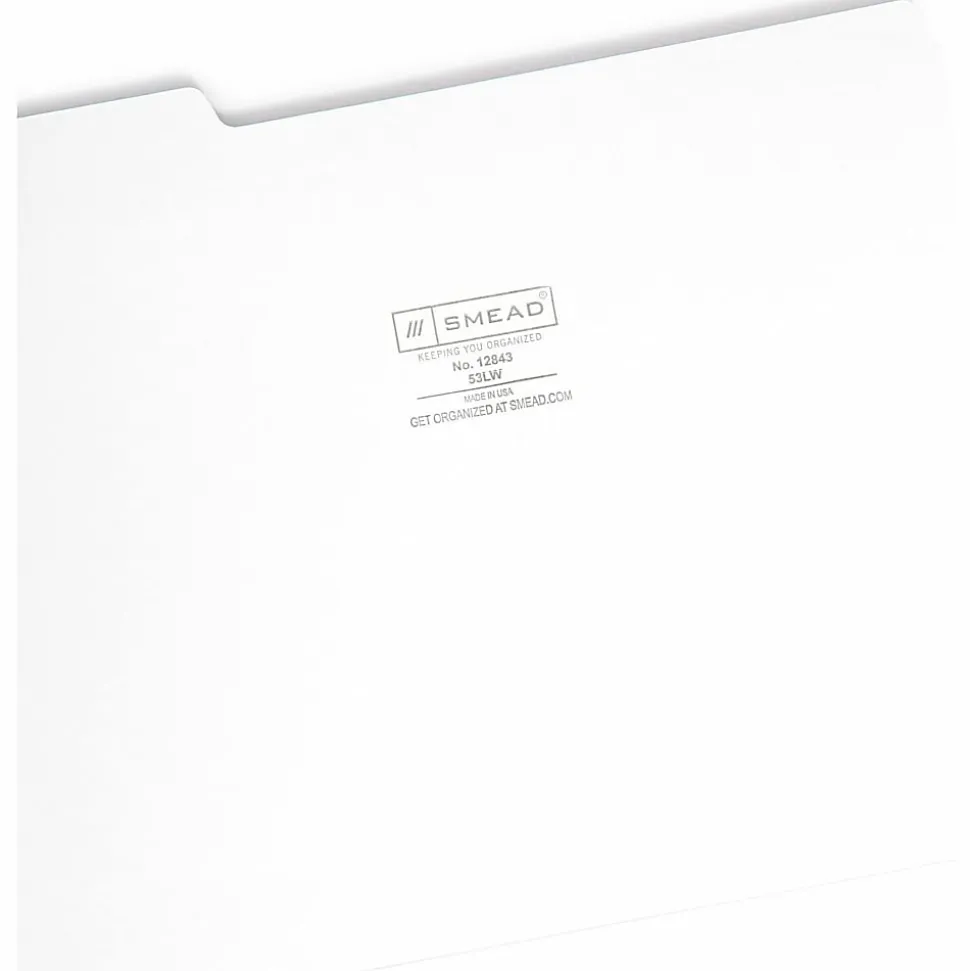 Smead Colored 1/3 Tab Cut Letter Recycled Top Tab File Folder - 8 1/2"x11" - Top Tab Location - Assorted Position Tab Position - White - 10% - 100/Box
