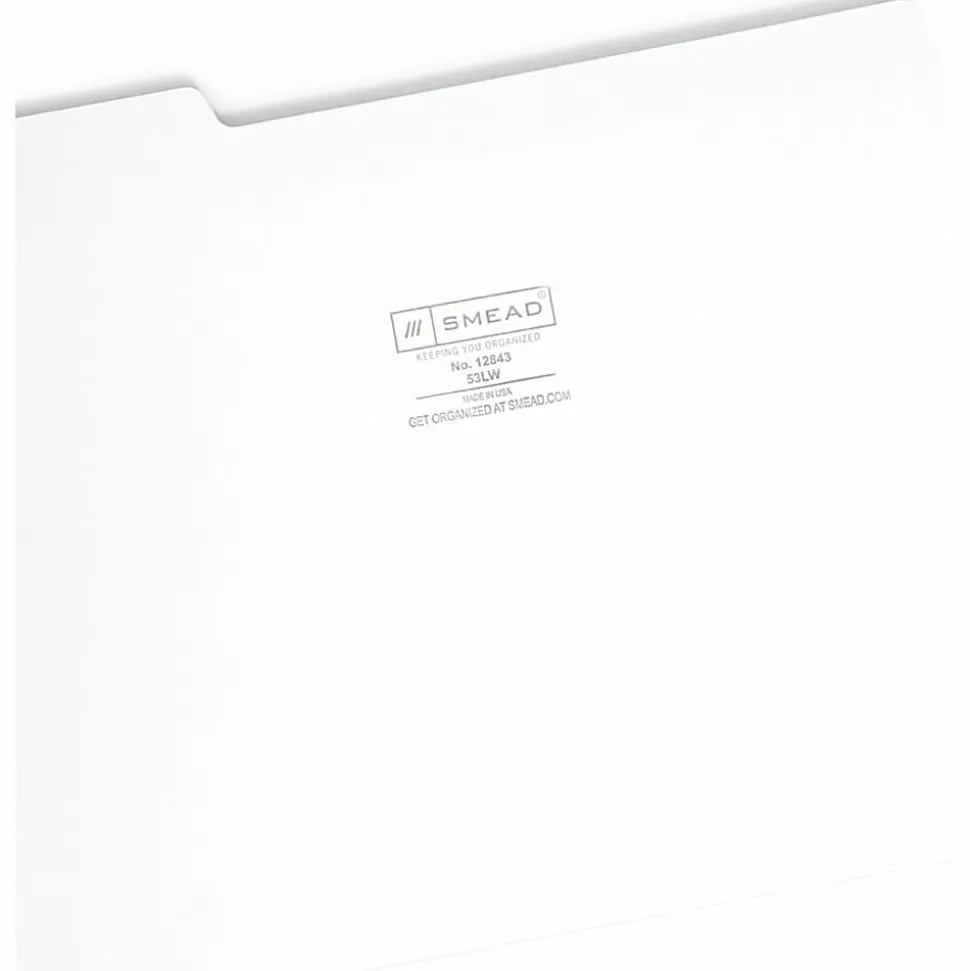 Smead Colored 1/3 Tab Cut Letter Recycled Top Tab File Folder - 8 1/2"x11" - Top Tab Location - Assorted Position Tab Position - White - 10% - 100/Box