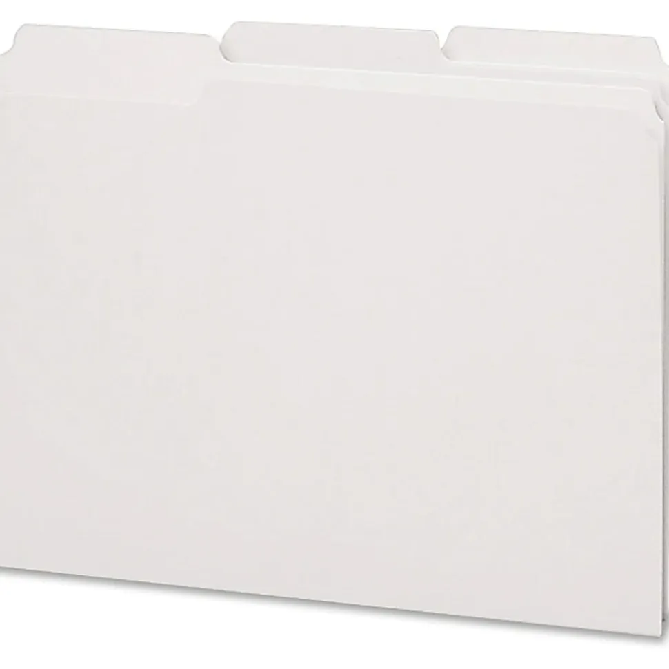Smead Colored 1/3 Tab Cut Letter Recycled Top Tab File Folder - 8 1/2"x11" - Top Tab Location - Assorted Position Tab Position - White - 10% - 100/Box