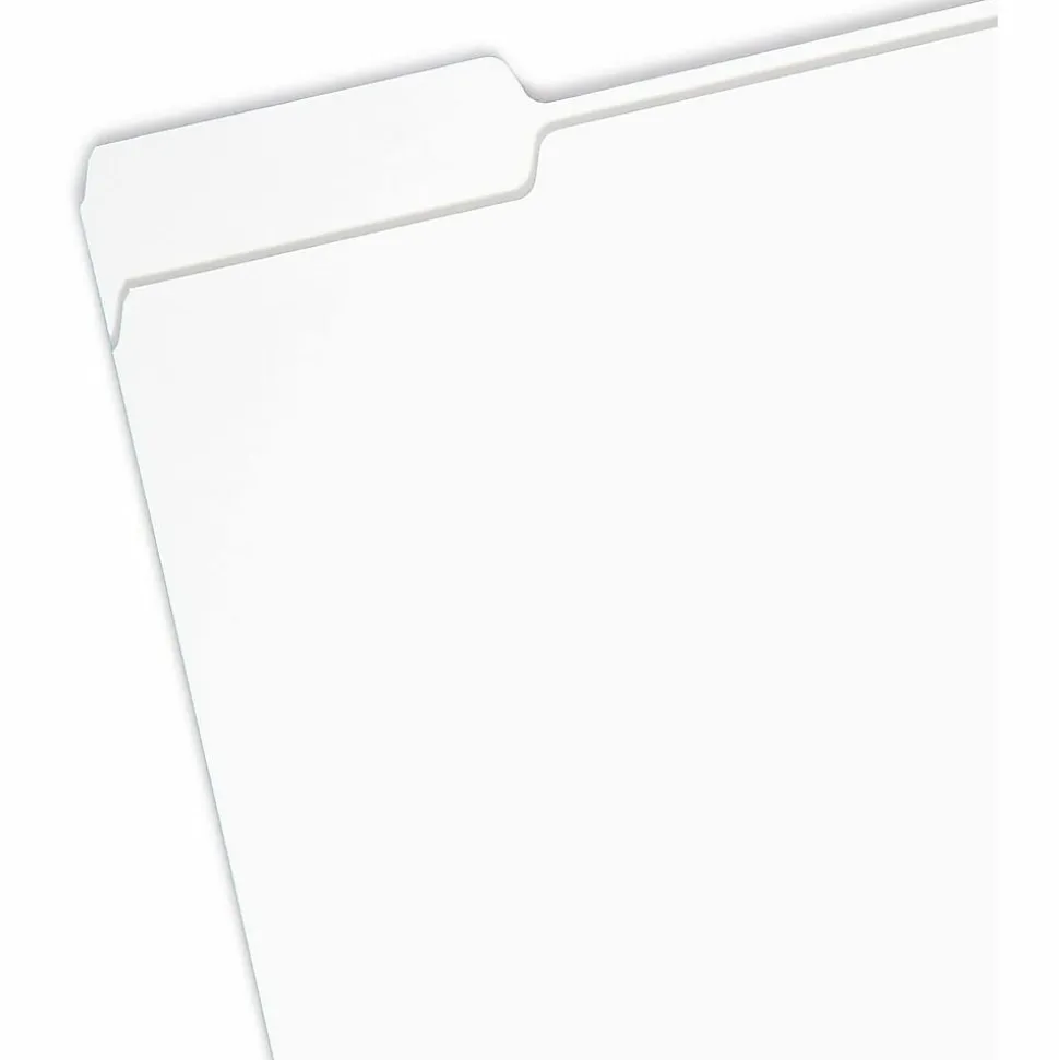 Smead Colored 1/3 Tab Cut Letter Recycled Top Tab File Folder - 8 1/2"x11" - Top Tab Location - Assorted Position Tab Position - White - 10% - 100/Box