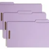 Smead® Colored Top-Tab Fastener File Folders, 8 1/2" x 14", Legal Size, Lavender, Box Of 50 Folders