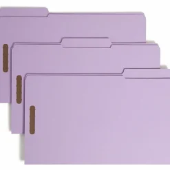 Smead® Colored Top-Tab Fastener File Folders, 8 1/2" x 14", Legal Size, Lavender, Box Of 50 Folders