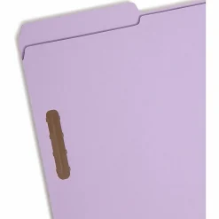 Smead® Colored Top-Tab Fastener File Folders, 8 1/2" x 14", Legal Size, Lavender, Box Of 50 Folders