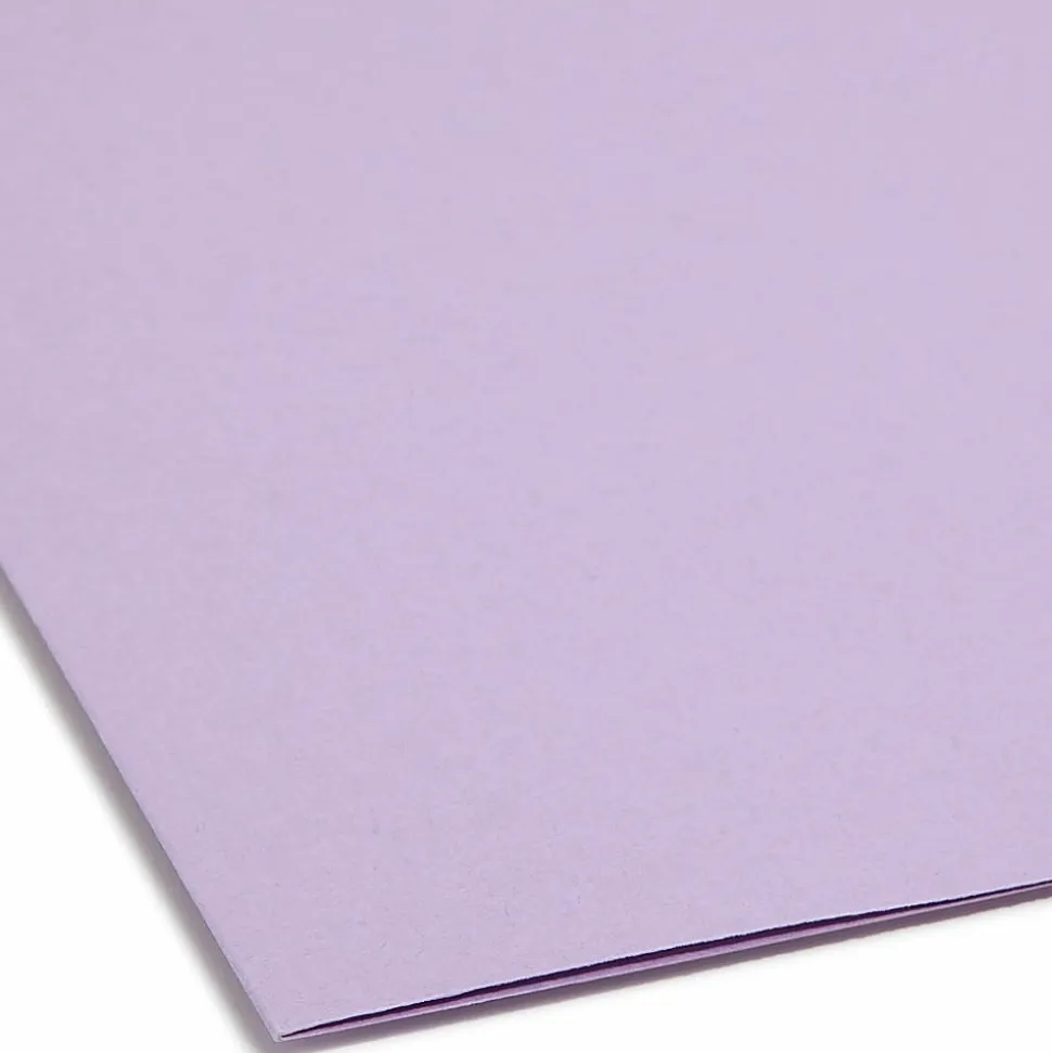 Smead® Colored Top-Tab Fastener File Folders, 8 1/2" x 14", Legal Size, Lavender, Box Of 50 Folders