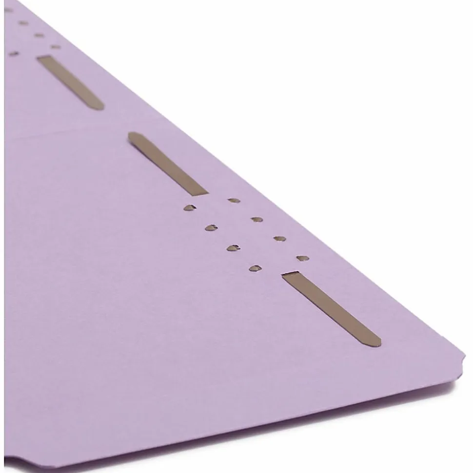 Smead® Colored Top-Tab Fastener File Folders, 8 1/2" x 14", Legal Size, Lavender, Box Of 50 Folders