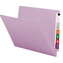 Smead® Color End-Tab Folders, Straight Cut, Letter Size, Lavender, Box Of 100