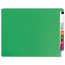 SmeadĀ® Color End-Tab Folders, Straight Cut, Letter Size, Green, Box Of 100
