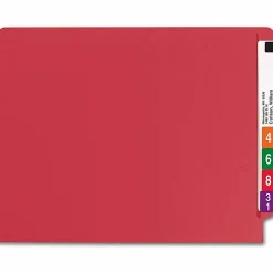 SmeadĀ® Color End-Tab Folders, Straight Cut, Letter Size, Red, Box Of 100