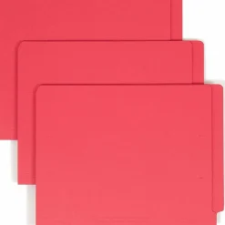 Smead® Color End-Tab Folders, Straight Cut, Letter Size, Red, Box Of 100