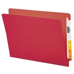 Smead® Color End-Tab Folders, Straight Cut, Letter Size, Red, Box Of 100