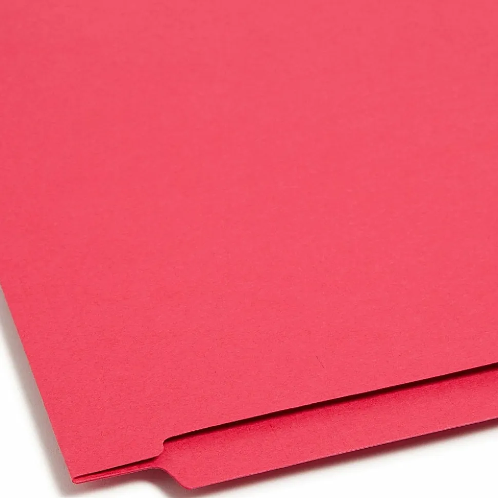 Smead® Color End-Tab Folders, Straight Cut, Letter Size, Red, Box Of 100
