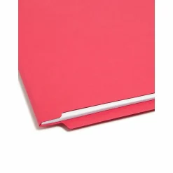 Smead® Color End-Tab Folders, Straight Cut, Letter Size, Red, Box Of 100