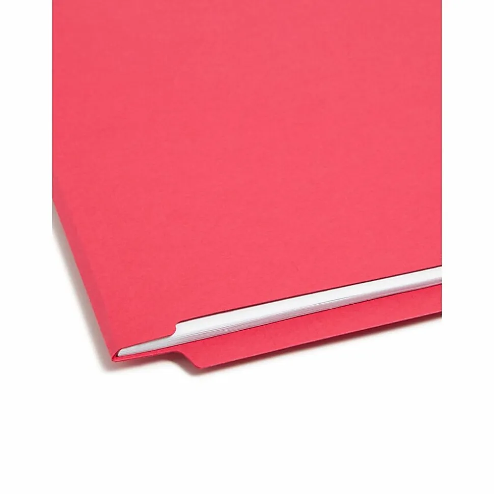 Smead® Color End-Tab Folders, Straight Cut, Letter Size, Red, Box Of 100