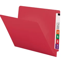 Smead® Color End-Tab Folders, Straight Cut, Letter Size, Red, Box Of 100