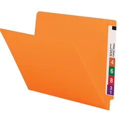 Smead® Color End-Tab Folders, Straight Cut, Letter Size, Orange, Box Of 100