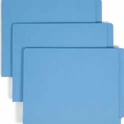 Smead® Color End-Tab Folders, Straight Cut, Letter Size, Blue, Box Of 100