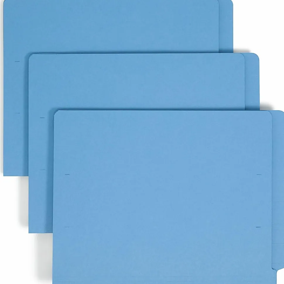 Smead® Color End-Tab Folders, Straight Cut, Letter Size, Blue, Box Of 100