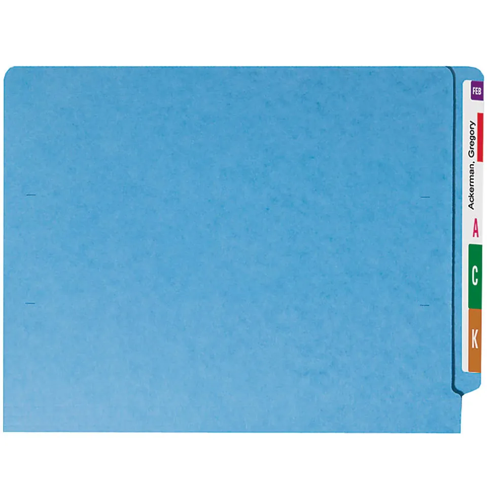 Smead® Color End-Tab Folders, Straight Cut, Letter Size, Blue, Box Of 100