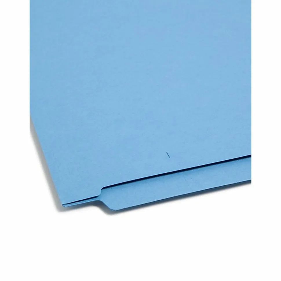 Smead® Color End-Tab Folders, Straight Cut, Letter Size, Blue, Box Of 100