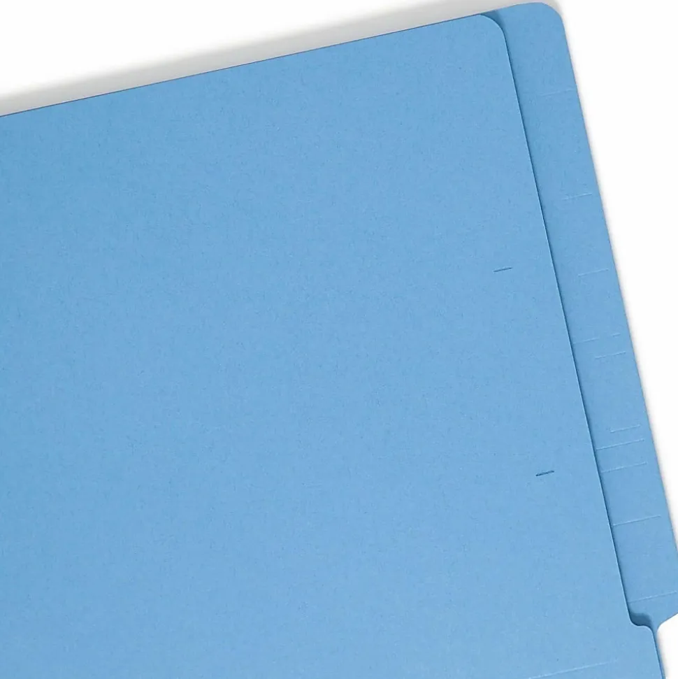 Smead® Color End-Tab Folders, Straight Cut, Letter Size, Blue, Box Of 100