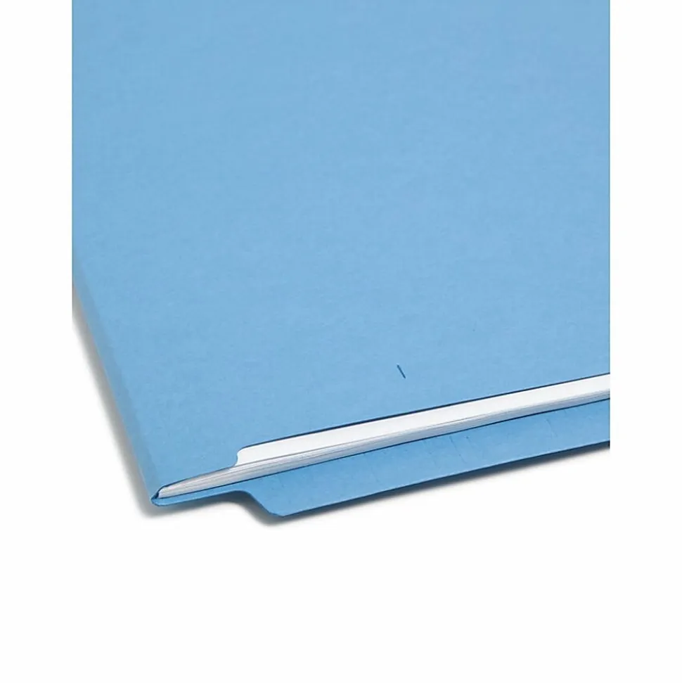 Smead® Color End-Tab Folders, Straight Cut, Letter Size, Blue, Box Of 100