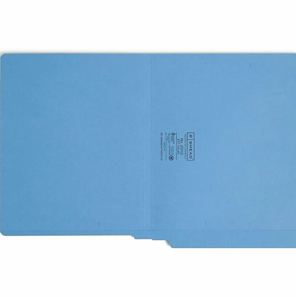 Smead® Color End-Tab Folders, Straight Cut, Letter Size, Blue, Box Of 100