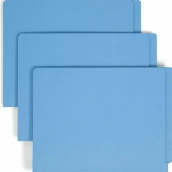 Smead® Color End-Tab Folders With Fasteners, Straight Cut, Letter Size, Blue, Pack Of 50