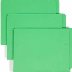 SmeadĀ® Color End-Tab Folders With Fasteners, Straight Cut, Letter Size, Green, Pack Of 50
